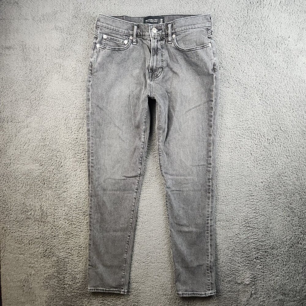 Abercrombie & Fitch Jeans Men's 30x32 Gray AF Athletic Skinny Mid Rise Stretch‎